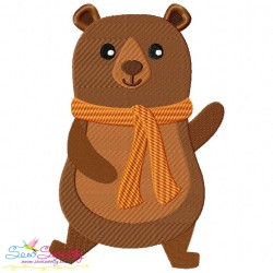 Fall Bear Boy-2 Embroidery Design Pattern-1