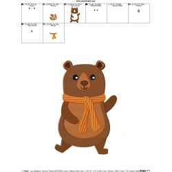 Fall Bear Boy-2 Embroidery Design Pattern-2