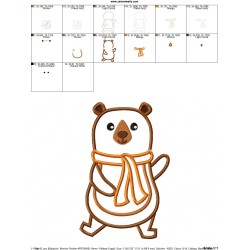 Fall Bear Boy-2 Applique Design Pattern-2