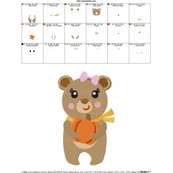 Fall Bear Girl Embroidery Design Pattern-2