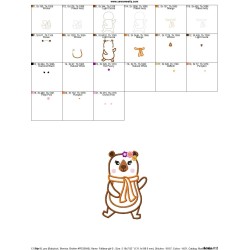 Fall Bear Girl-2 Applique Design Pattern-2