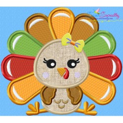 Sitting Turkey Girl Applique Design Pattern-1