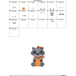 Fall Raccoon Girl Embroidery Design Pattern-2