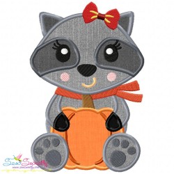 Fall Raccoon Girl Applique Design Pattern-1