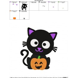 Black Cat Pumpkin Embroidery Design Pattern-2