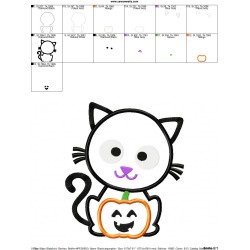 Black Cat Pumpkin Applique Design Pattern-2