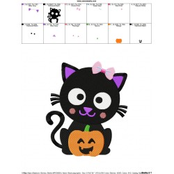 Black Cat Pumpkin Girl Embroidery Design Pattern-2