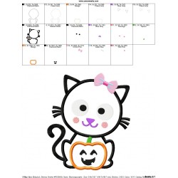Black Cat Pumpkin Girl Applique Design Pattern-2