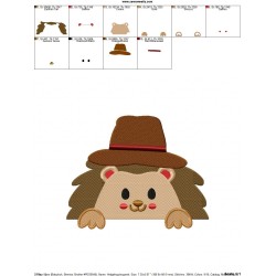 Hedgehog Boy Peeking Embroidery Design Pattern-2
