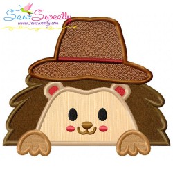 Hedgehog- Boy Peeking Applique Design Pattern-1