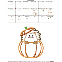 Hedgehog Boy Peeking Pumpkin Applique Design Pattern-2
