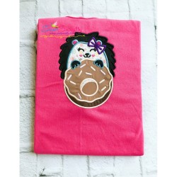 Hedgehog Girl With Doughnut Applique Design Pattern-2