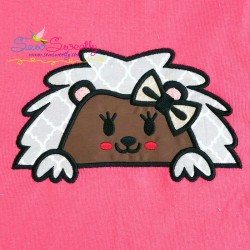 Hedgehog Girl Peeking Applique Design Pattern-2