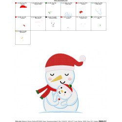 Snowman Mom And Baby Embroidery Design Pattern-2
