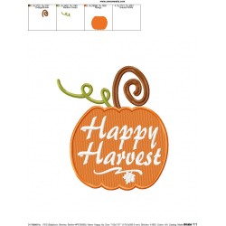 Happy Harvest Pumpkin Lettering Embroidery Design Pattern-2