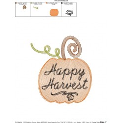 Happy Harvest Pumpkin Sketch Lettering Embroidery Design Pattern-2