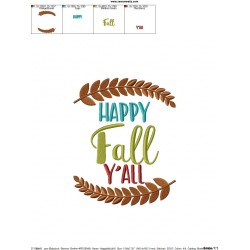 Happy Fall Y'all-2 Lettering Embroidery Design Pattern-2