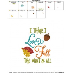 I Think I Love Fall The Most of All Lettering Embroidery Design Pattern-2