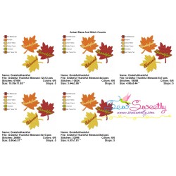 Grateful Thankful Blessed Leaves Lettering Embroidery Design Pattern-2