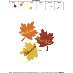 Grateful Thankful Blessed Leaves Lettering Embroidery Design Pattern-3