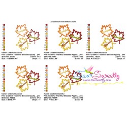 Grateful Thankful Blessed Leaves Lettering Applique Design Pattern-2