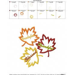 Grateful Thankful Blessed Leaves Lettering Applique Design Pattern-3