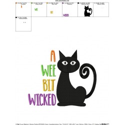 A Wee Bit Wicked Cat Lettering Embroidery Design Pattern-2