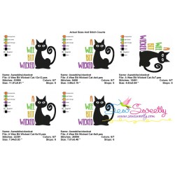 A Wee Bit Wicked Cat Lettering Embroidery Design Pattern-3