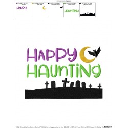 Happy Haunting Lettering Embroidery Design Pattern-3