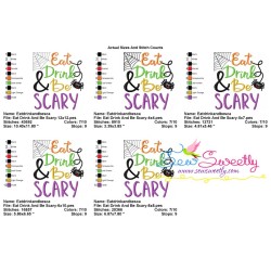 Eat Drink And Be Scary Lettering Embroidery Design Pattern-2