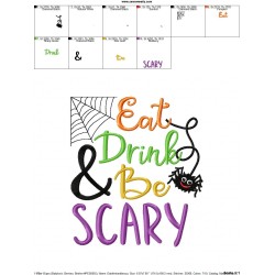 Eat Drink And Be Scary Lettering Embroidery Design Pattern-3