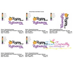Happy Halloween Pumpkin Lettering Embroidery Design Pattern-2