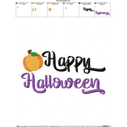 Happy Halloween Pumpkin Lettering Embroidery Design Pattern-3