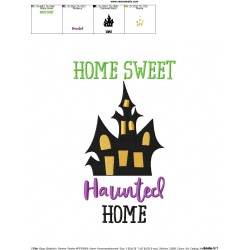 Home Sweet Haunted Home Lettering Embroidery Design Pattern-3