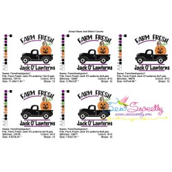Farm Fresh Jack O'Lanterns Lettering Embroidery Design Pattern-2