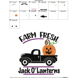 Farm Fresh Jack O'Lanterns Lettering Embroidery Design Pattern-3