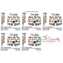I am Just Here For The Candy Lettering Embroidery Design Pattern-2