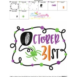 October 31st Halloween Lettering Embroidery Design Pattern-3