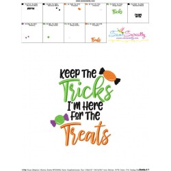 Keep The Tricks I am Here For The Treats Lettering Embroidery Design Pattern-3