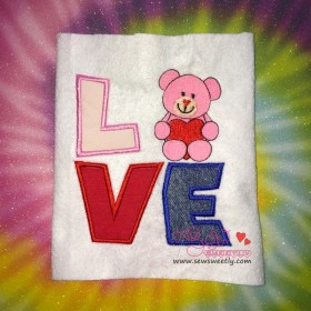 Valentine Teddy Bear Love Applique Design Pattern-2