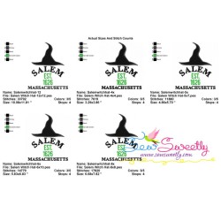 Salem Witch Hat Lettering Embroidery Design Pattern-2