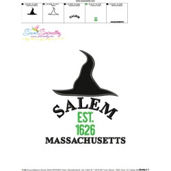 Salem Witch Hat Lettering Embroidery Design Pattern-3