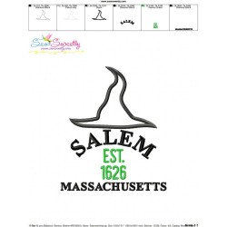 Salem Witch Hat Lettering Applique Design Pattern-3