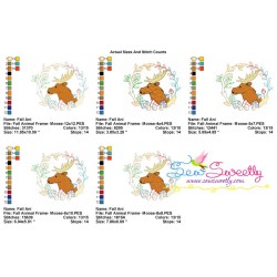 Fall Animal Frame Moose Embroidery Design Pattern-2