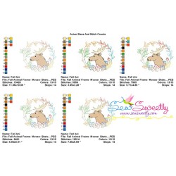 Fall Animal Frame- Moose Sketch Embroidery Design Pattern-2