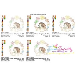 Fall Animal Frame- Hedgehog Sketch Embroidery Design Pattern-2