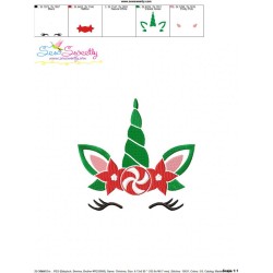 Christmas Unicorn Face Embroidery Design Pattern-3