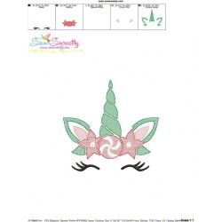 Christmas Unicorn Face Sketch Embroidery Design Pattern-3
