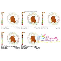 Fall Animal Frame- Bear Embroidery Design Pattern-2