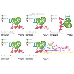 I Love Santa Lettering Embroidery Design Pattern-2